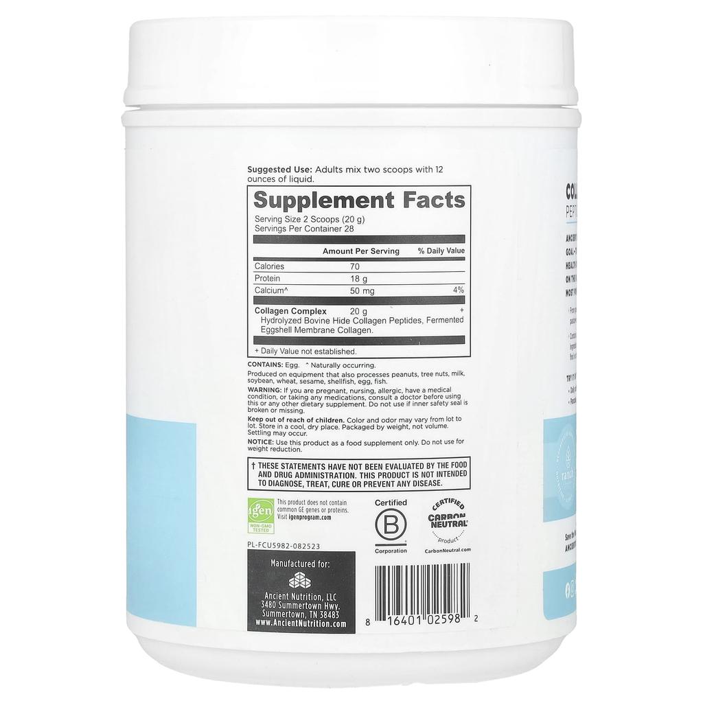 Collagen Peptides, Unflavored, 560G (1.23Lb)