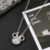 Elegant Mickey Mouse Minnie Pendant Necklace with Rhinestones Women's Fashion Jewelry Gift Accessory