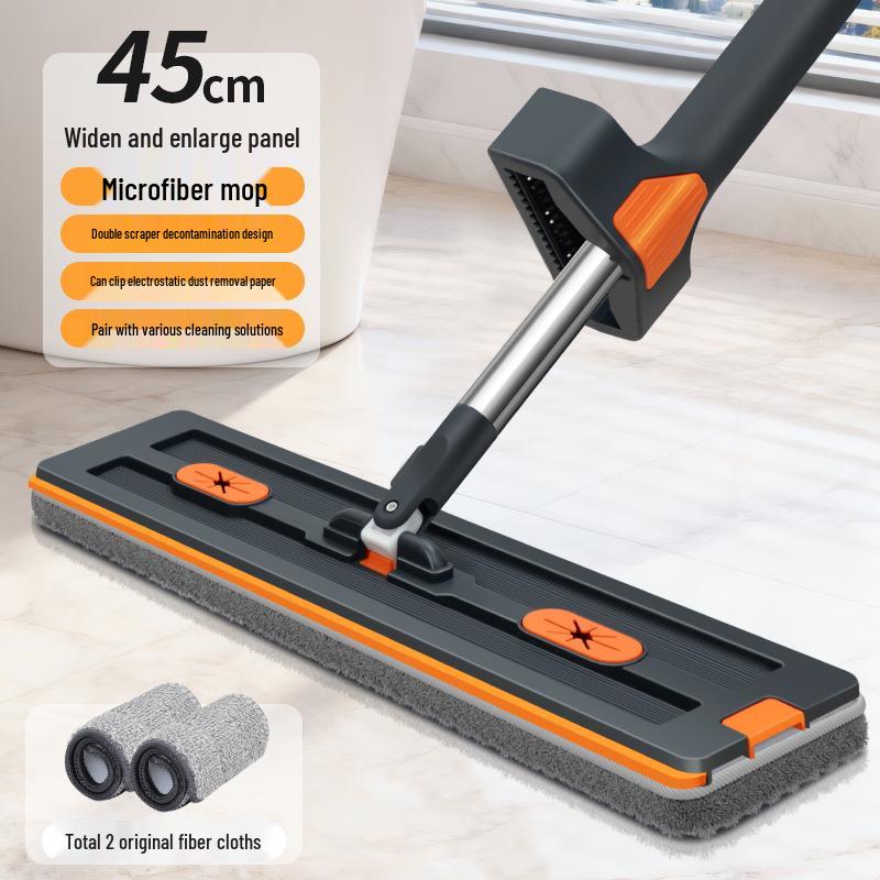 2026 Chenille Flat Mop: Hands-Free, Wet & Dry One-Wipe Clean with Replaceable Cloth