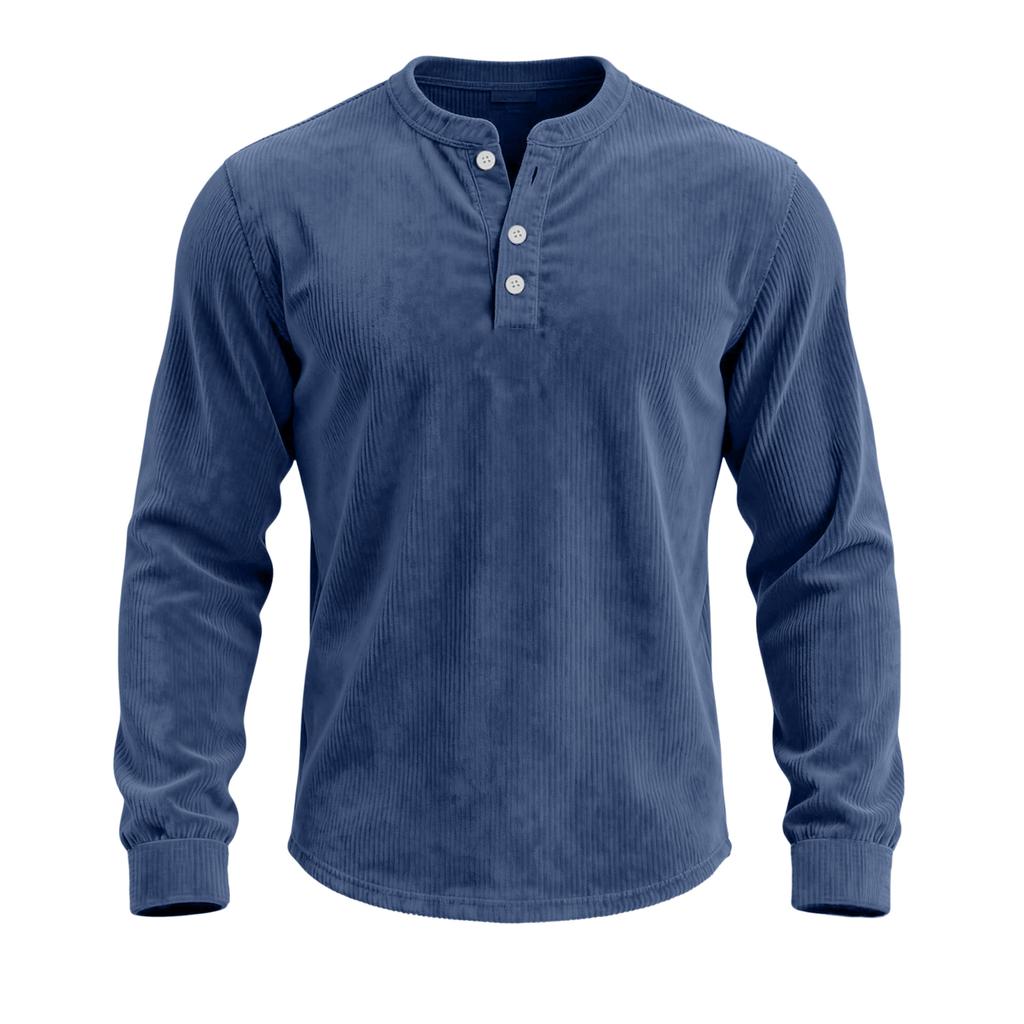Men's Relaxed-Fit Button-Down Collar Corduroy Pullover Long-Sleeve Top