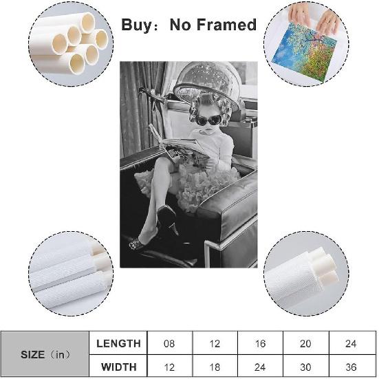 Black And White Wall Art Cool Girl Hair Salon Poster Vintage Beauty Salon Decorative Poster Canvas Poster Canvas Wall Art Prints for Wall Decor Room