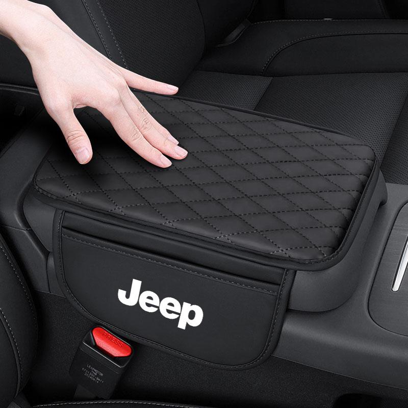 1 Stück Leder Auto Mittelkonsole Auto Armlehnenkissen mit Stauraum Autostyling Für Jeep Renegade Wrangler Grand Cherokee Compass Patriot Commander Willys