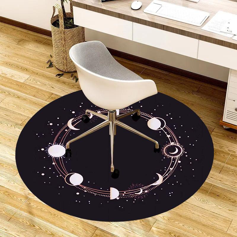 1pc Office Carpet Chair Mats Moon Phases Circle Artwork Perfect for Decorating Office Chairss, Or Bedrooms.YDT389