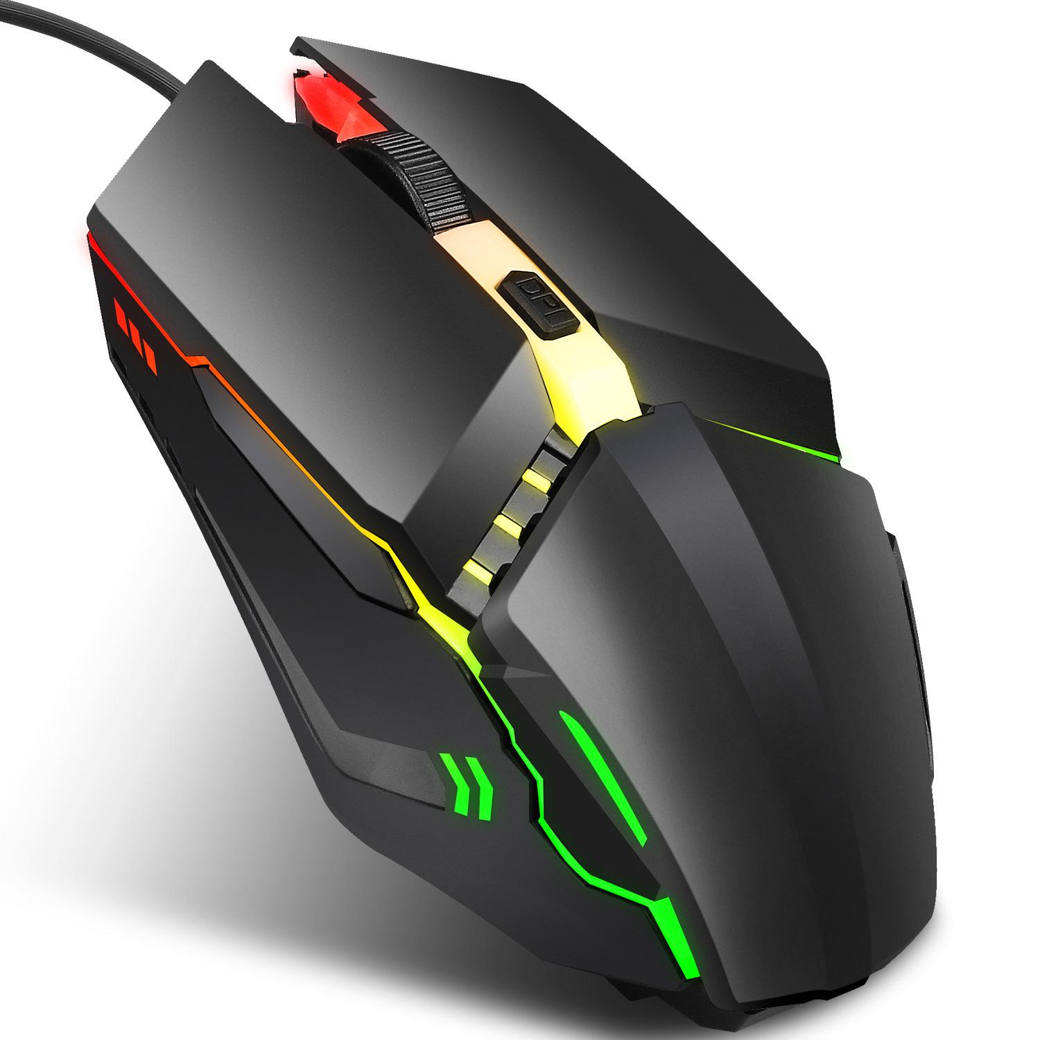 

New Wired Mouse Keyboard Combination With Colorful Light Emitting 3-speed 1600DPI 125HZ Ergonomic Office Mouse