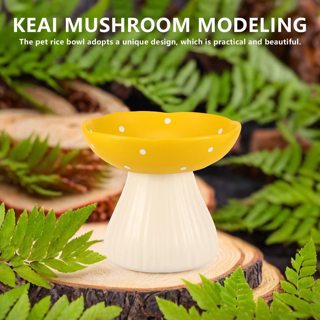 Mushroom Raised Cat Bowl 300ml Pet Food Dish Wide Shallow Mushroom Food Dish Cute Elevated Design Cat Bowl for Home Travels 2025