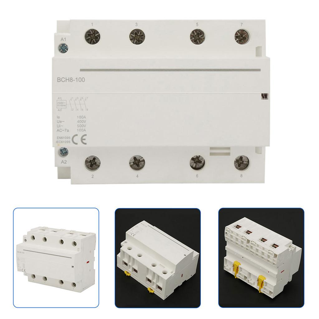 4P 4NC 100A 50 60HZ Household DIN Rail AC Contactor Low Power Consumption (AC230V)