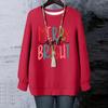 Ladies' Christmas Printed Round Neck Long Sleeved T-shirt Sweatshirt Top