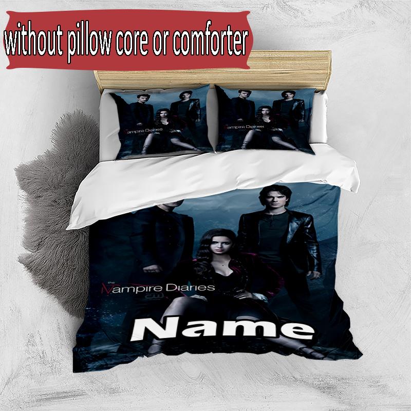 Set copripiumino 3 pezzi (1*Copripiumino + 2*Federe, Senza Nucleo), Set Biancheria da Letto Personalizzato con Nome e Motivo The Vampire Diaries, Regalo Decorazione Camera da Letto
