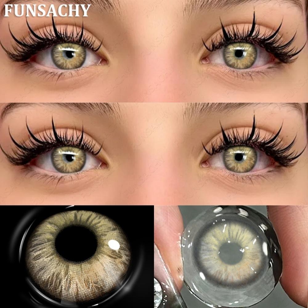 FUNSACHY 1 Pair Colored Contact Lenses for Eyes Blue Lens Gray Green Eye Makeup Natural Lenses Fashion Beauty Cosmetics Pupils