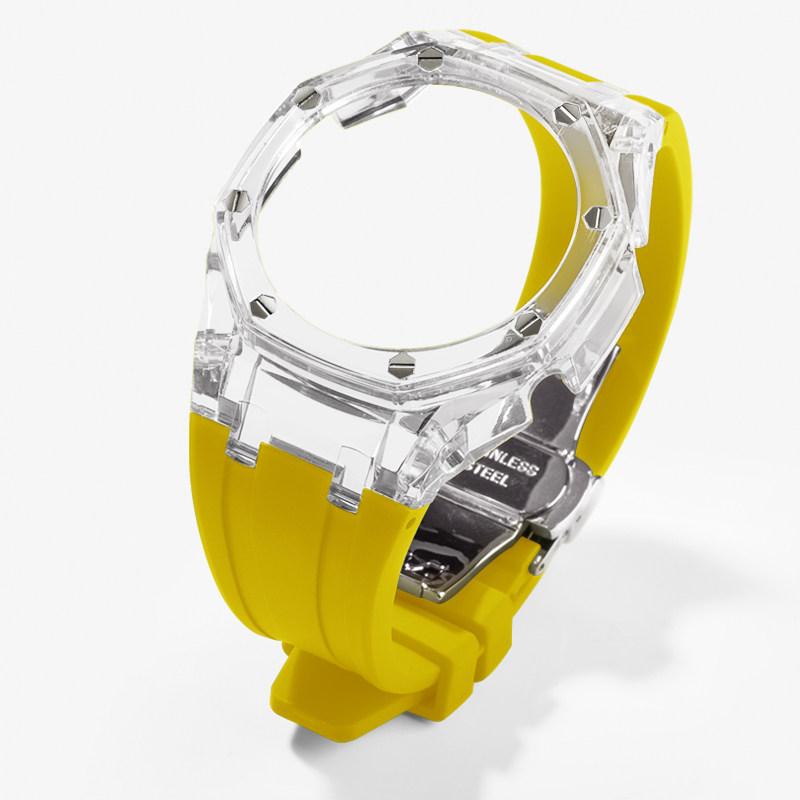 For Casioak G-Shock GA-2100 GM-2100 GMA-S2100 GA2100 Mod Kit Transparent PC Case Rubber Strap Watchband Replacement Accessories