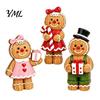 Funny Holiday Party Favors Cartoon Gingerbread Wooden Ornament, Double-sided Printed Desktop Tabletop Figurines, Decorative Signs Craft for