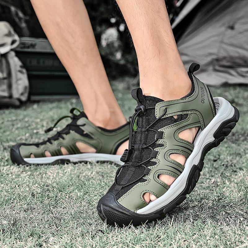New summer men's bag head sandals breathable live broadcast explosion casual large size beach shoes hollow mesh shoes