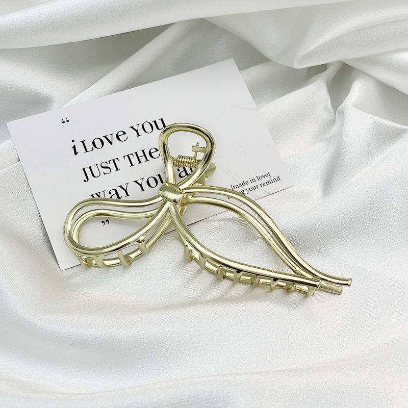 

New Fashion Bow Metal Hair Women s High-End Geometric Pearl Temperament Korean Simple Girl Grab Clip Headwear