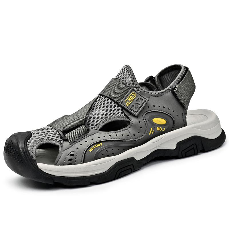

Пляжная обувь, мужская, новая летняя, дышащая, с мягкой подошвой, сандалии-мешки, мужская, с одной педалью, с мягкой подошвой, нескользящая, легкая, мужская обувь 46 серый
