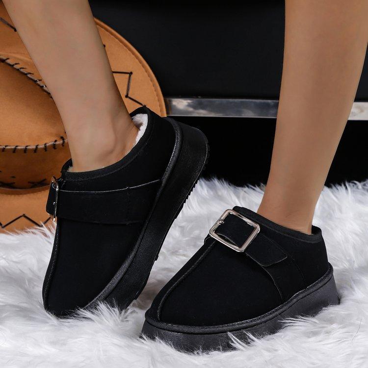 

Женские зимние ботинки большого размера с круглым носком и толстой подошвой, повседневные короткие теплые хлопковые ботинки из толстого бархата, однотонные, размеры 36-41 36 чёрный