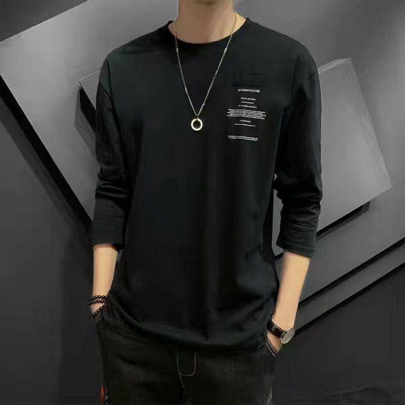 Spring Casual Oversize Men' T-shirt Man Long Sleeves Pure Color Men T Shirt T-shirts for Male Tops
