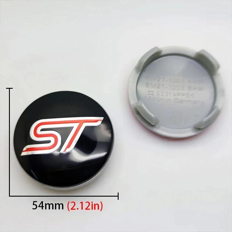 BQYI9 4Pcs 54mm ST Wheel Center Cover Hub Caps Car Emblem Badge For Ford Mondeo Mustang Focus Fiesta ST Logo Auto Accessories