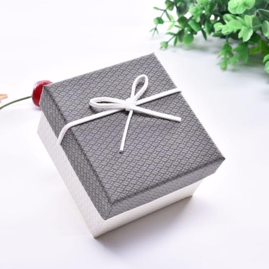 Rectangle Gift Box with Ribbon Bow Cushion Valentine's Day Bridesmaid Wedding Birthday Present Wrapping Box with Lid Portable Jewelry Packaging Box
