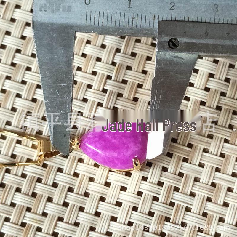 Purple Sugilite Teardrop & Round Jade Pendants