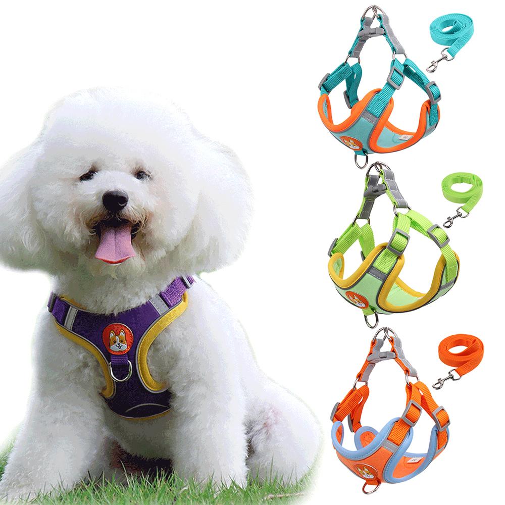 Pet Harness Dog Leash Pomeranian Puppy Cat Harness Vest Reflective Suede Walking Lead Adjustable Rope for Small Dogs Chihuahua