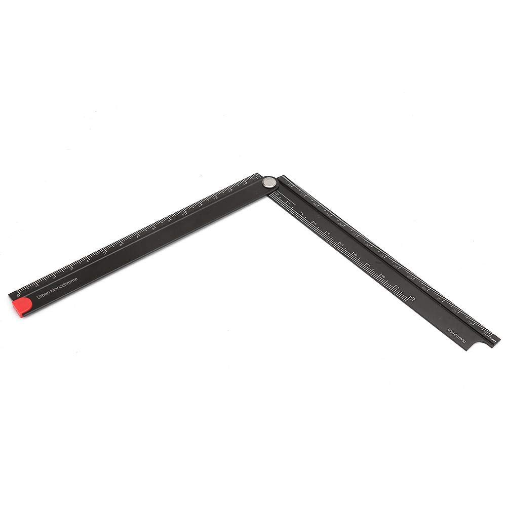 Folding Aluminum Alloy Ruler 0-300mm Measurement Range, Simple Angle 90 Metal Stationery for Artists, Construction Workers, Designers, Carpenters
