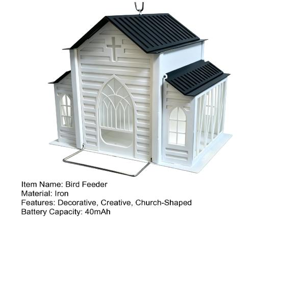 Church-Shaped Metal Bird Feeder with Solar Light, Outdoor Weatherproof Hanging Feeder, Decorative Bird Feeder for Garden, Yard and Deck Decor
