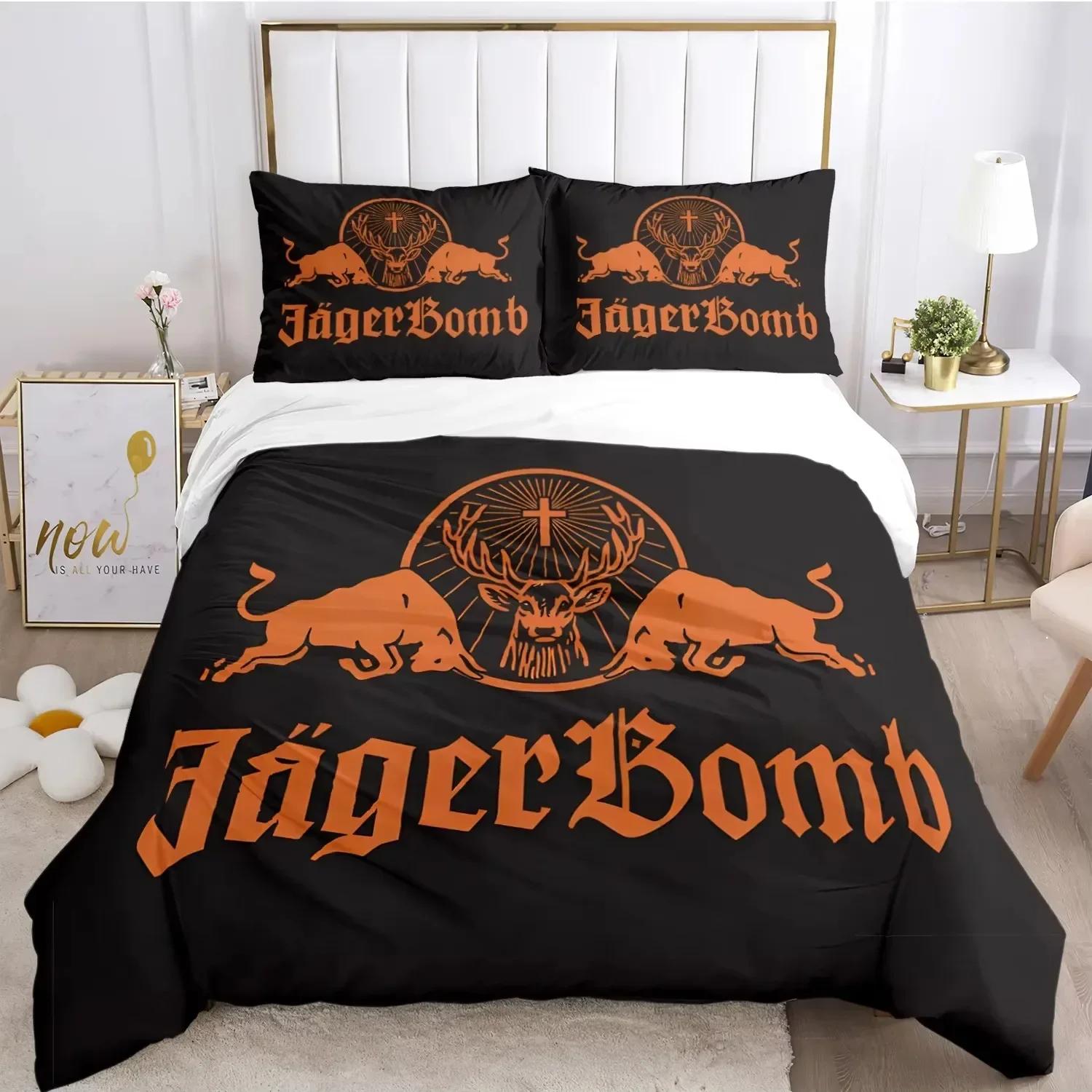 

Новий комплект постільної білизни J-Jagermeister з оленем Kawaii, покривало, ковдра та наволочки Односпальний, Двоспальний, Queen, King EU King 240x220cm