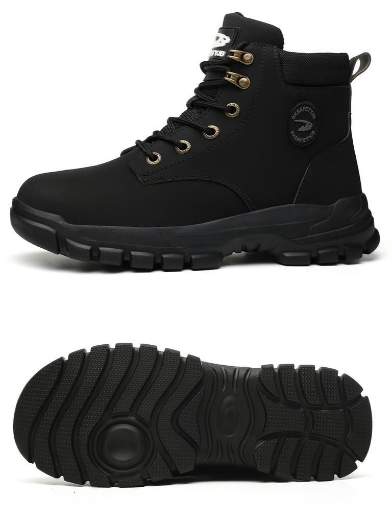 Men's Safety Shoes Puncture-Resistant Work Boots Lightweight Breathable Anti-Slip Construction Shoes with Steel Toe Cap