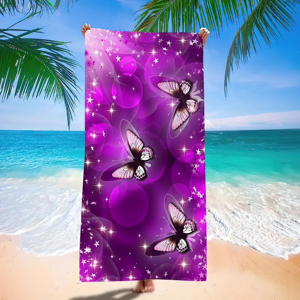 Bohemian Colorful Butterfly Beach Towel Mexican Folk Art Print Quick Dry Towel for Women