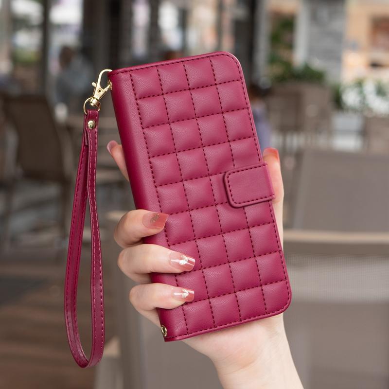 Case S24 Ultra Wallet Flip Phone Case on For Samsung Galaxy S24 S23 S22 S21 Ultra Plus S23 S21 FE Luxury Checkered Leather Cover