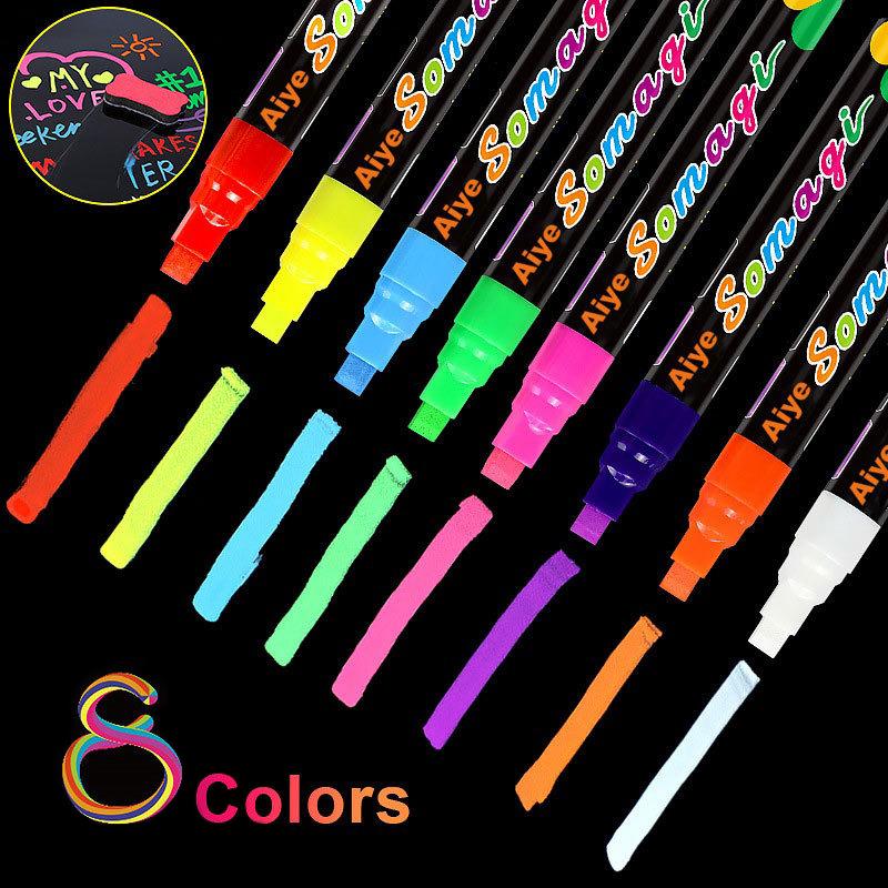 Liquid Erasable Chalk Markers Pens 6/8 Colors Washable & Wet Erase Neon Art Makers for Blackboard Chalkboard Signs Glass Window