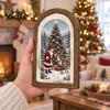 Indoor Christmas Ornament Set Vintage Arched Wooden Photo Frame with Illustration, Retro Distressed Wall Art for Holiday Tabletop Desktop And