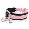 Choker Heart Collar Padlock Ring PU Leather (Pink Black & Silver)