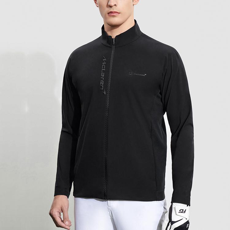 FILA Golf X McLaren Collaboration Woven Jacket Autumn Golf Stand Collar Top Men tops Deep-Black A11M335702FBK