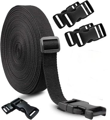 4M Nylon Webbing Strap Band with Flat Side Release Buckles Tri-Glide Slides for DIY Luggage Strap and Backpack Buckles and Strap