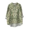 Women's Shirt Blouse Long-sleeved With Buttons Print Casual Hem Irregular Shirt Collar Top