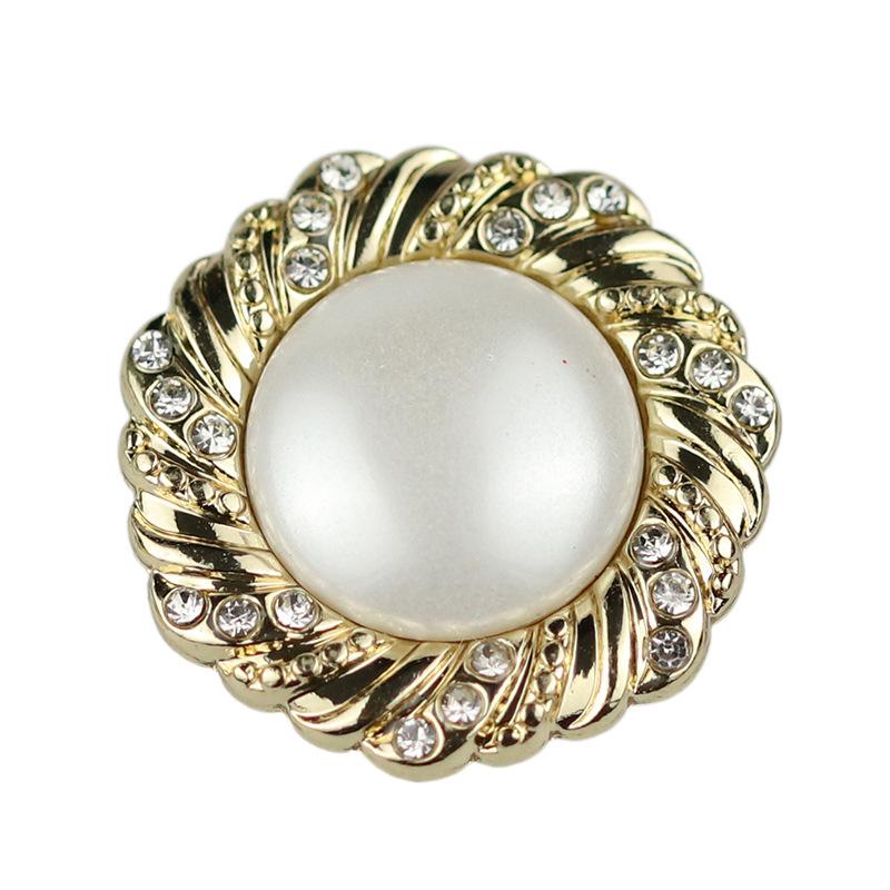 Xiaoxiang Celebrity Style Metal Diamond Pearl Button Tweed Jacket Coat Button Sweater Women'S Clothing Decorative Button