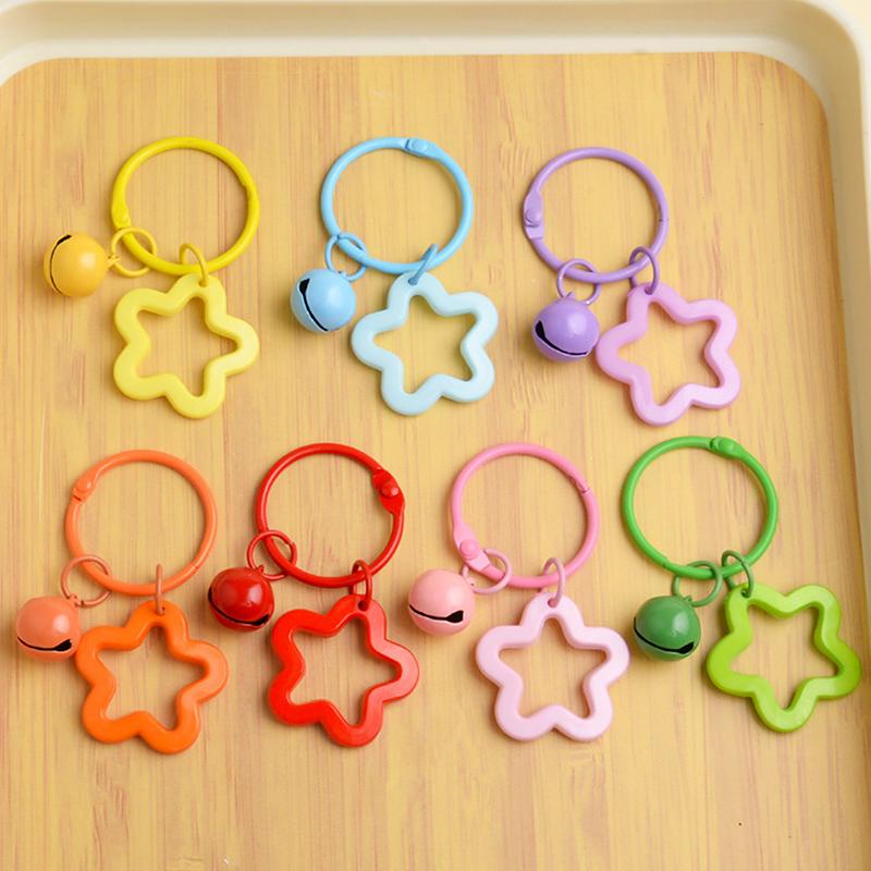 Solid Color Star Flower Charm Keychain Cute Pendant Car Keyring Backpack Decoration  Bag Charm Jewelry Gift