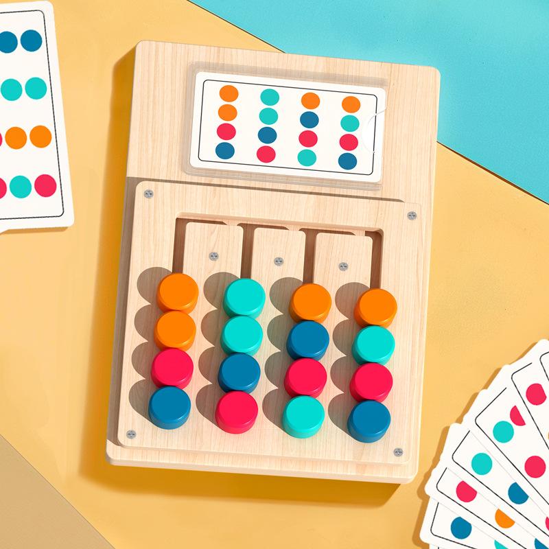 Children's Rotating Four-color Position Game Chess Gear Maze Shape Color Enlightenment Classification Wooden Toy