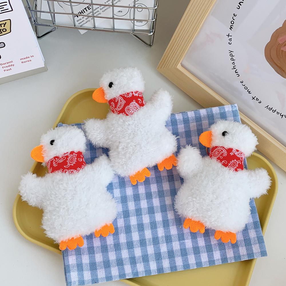 Adorable Duck Plush Toy With Scarf Creative Small-size Stuffed Animal For Bags And Keys