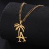 Cazador Coconut Tree Pendant Necklaces for Men Women Jewelry Stainless Steel Letter A Neck Chain Necklace Wedding Gift Wholesale