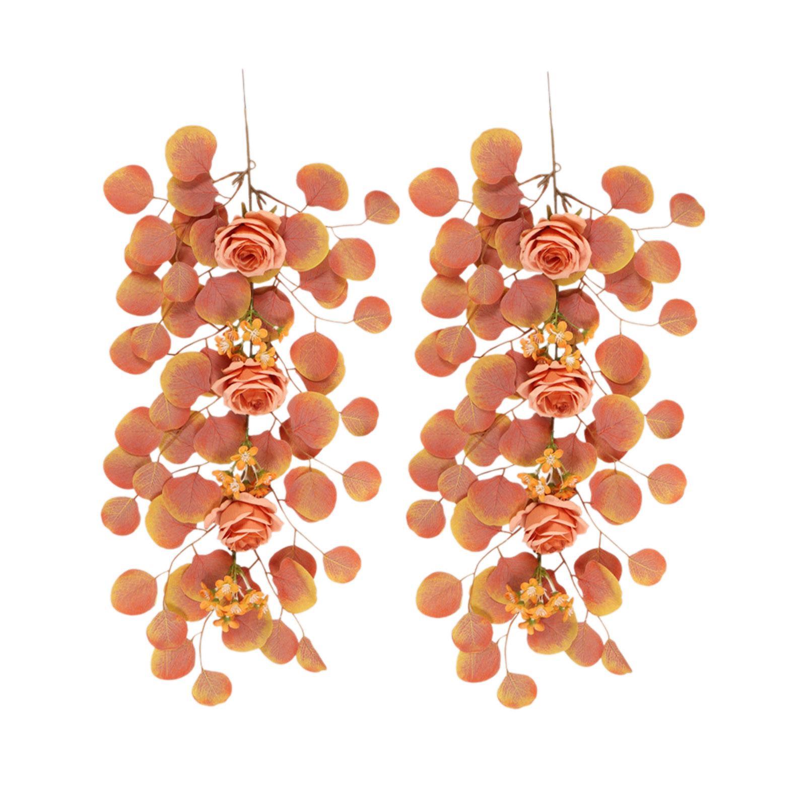 

2Pcs Artificial Fall Stems Fake Autumn Leaves Vines, 70cm Fall Wall Hanging Plants for Outdoor, Backdrop, Party, Room, Home оранжевый