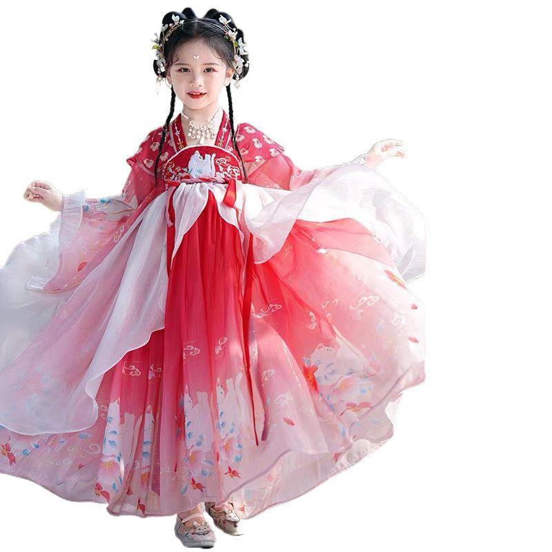 Girls' Hanfu Ancient Clothing Super Immortal Skirt Mid-Autumn Festival Children's Tang Clothing Girls' Ancient Style