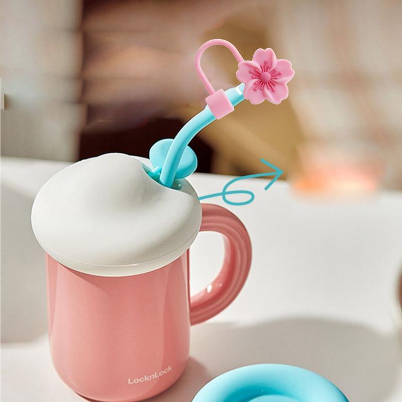 Cup Straw Covers Begonia Flower Straw Cover Silicone Straw Tips Lids Floral Shape Dustproof Straw Stoppers Cup Accessories