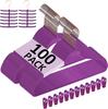 100-pack Premium Velvet Hangers Non-slip Space-saving with 12 Clips 2 Tie Racks Heavy-duty Pink Suit Clothes Hangers