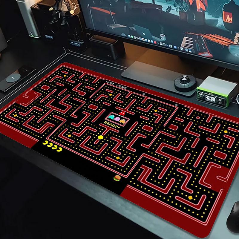 Pac-Man Large Size Mouse Pad Large Gaming Table Cushion Non-slip Laptop Tablet Big Mousepad XXL Mat Mini PC Playmat With Lock Edge