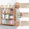 4-Tier Bamboo Bookshelf Multi-Function Storage Shelves Reusable Free-Standing Display Rack for Bathroom Kitchen Living Room