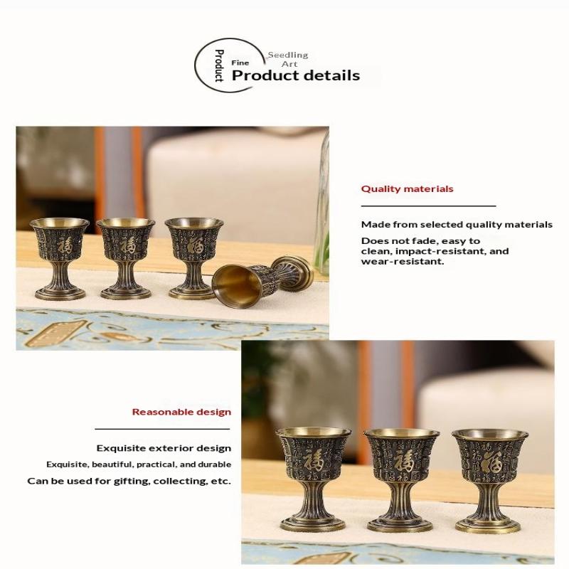 Vintage Brass Wine Goblet With Carved Fortune Patterns And Retro Design Great For Home Decor Banquets Wine Tasting
