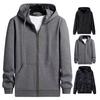 Langarm Zugband Taschen Reißverschluss Strickjacke Sweatshirt Herren Frühling Herbst Einfarbig Große Größen Hoodie Mantel