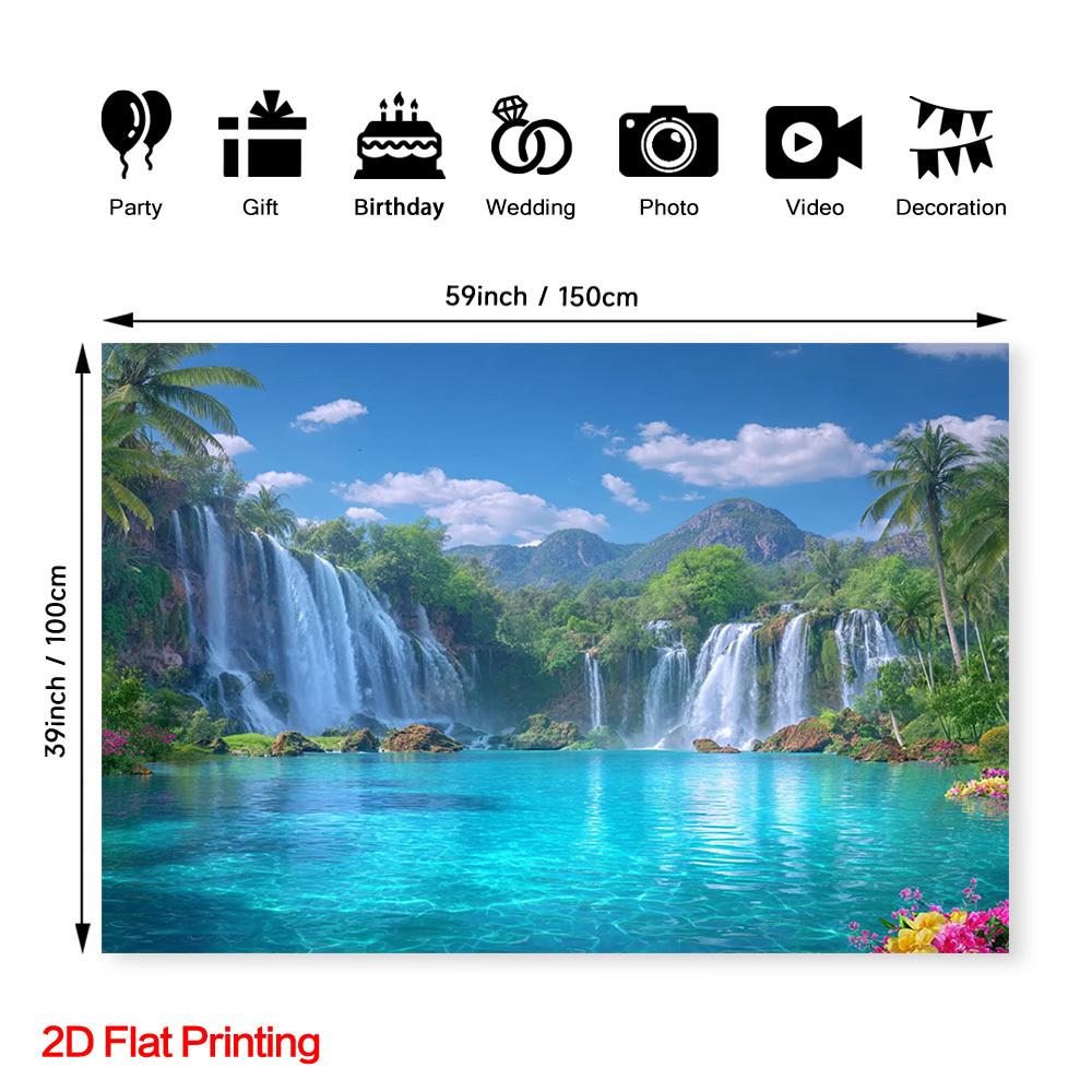 (2D plane) 1 piece of tropical waterfall landscape art photography background image made of polyester fiber easy to hang